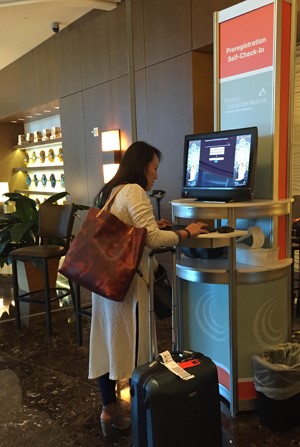 check-in at hotel kiosk