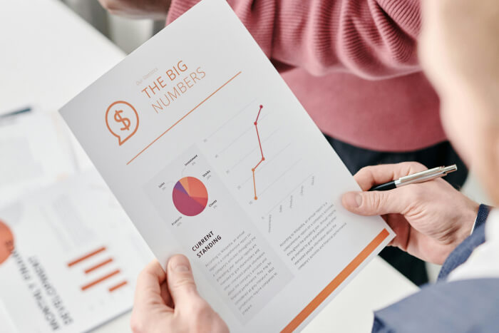A report showing increased revenue and numbers