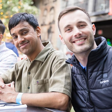 Harsh Singh and Joshua Kozinski al fresco. 
