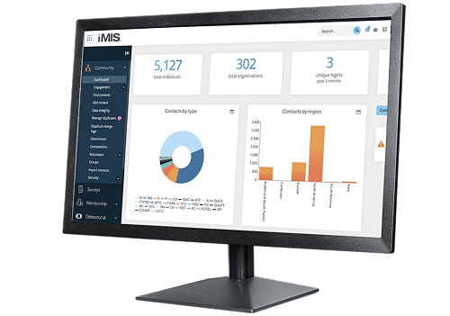 iMIS dashboard on a laptop screen