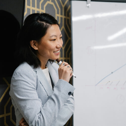 Membership director in a team meeting