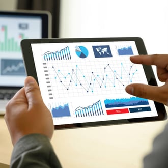 Marketing dashboard with performance metrics