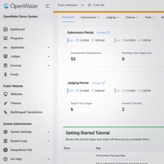OpenWater reporting dashboard