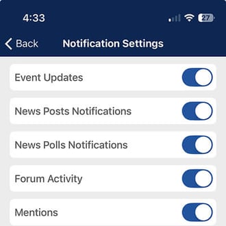 Clowder push notifications screen