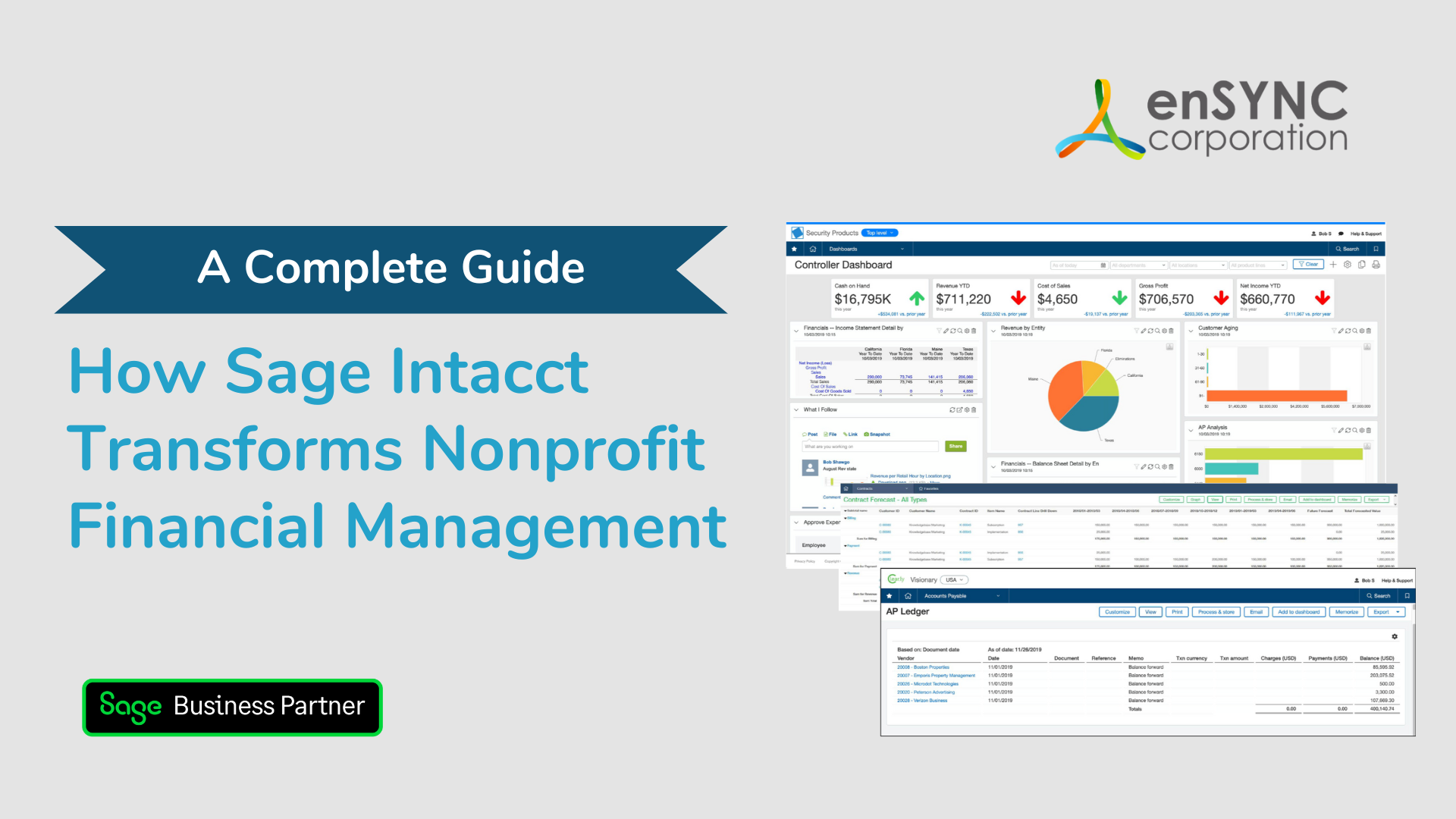 Feature image with screenshot of sage intacct reporting and post title How Sage Intacct Transforms Nonprofit Financial Management