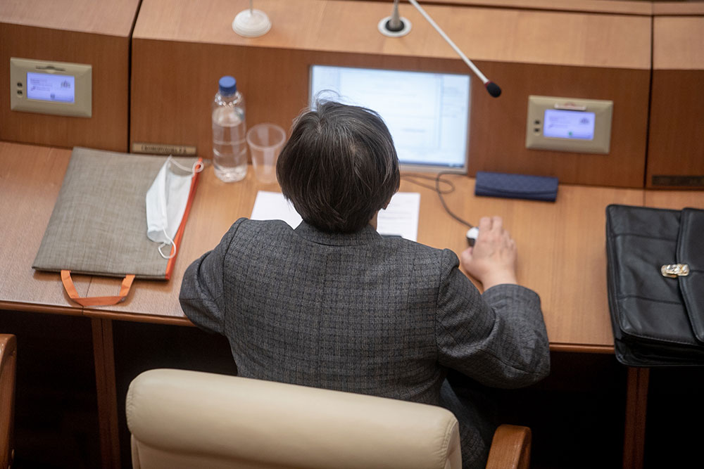 woman on computer